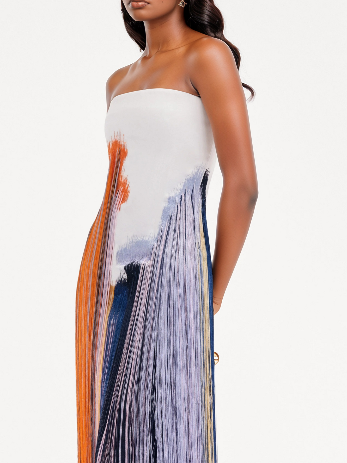 Abstract Brushstroke Fringe Cocktail Dress(✔️Free Shipping)