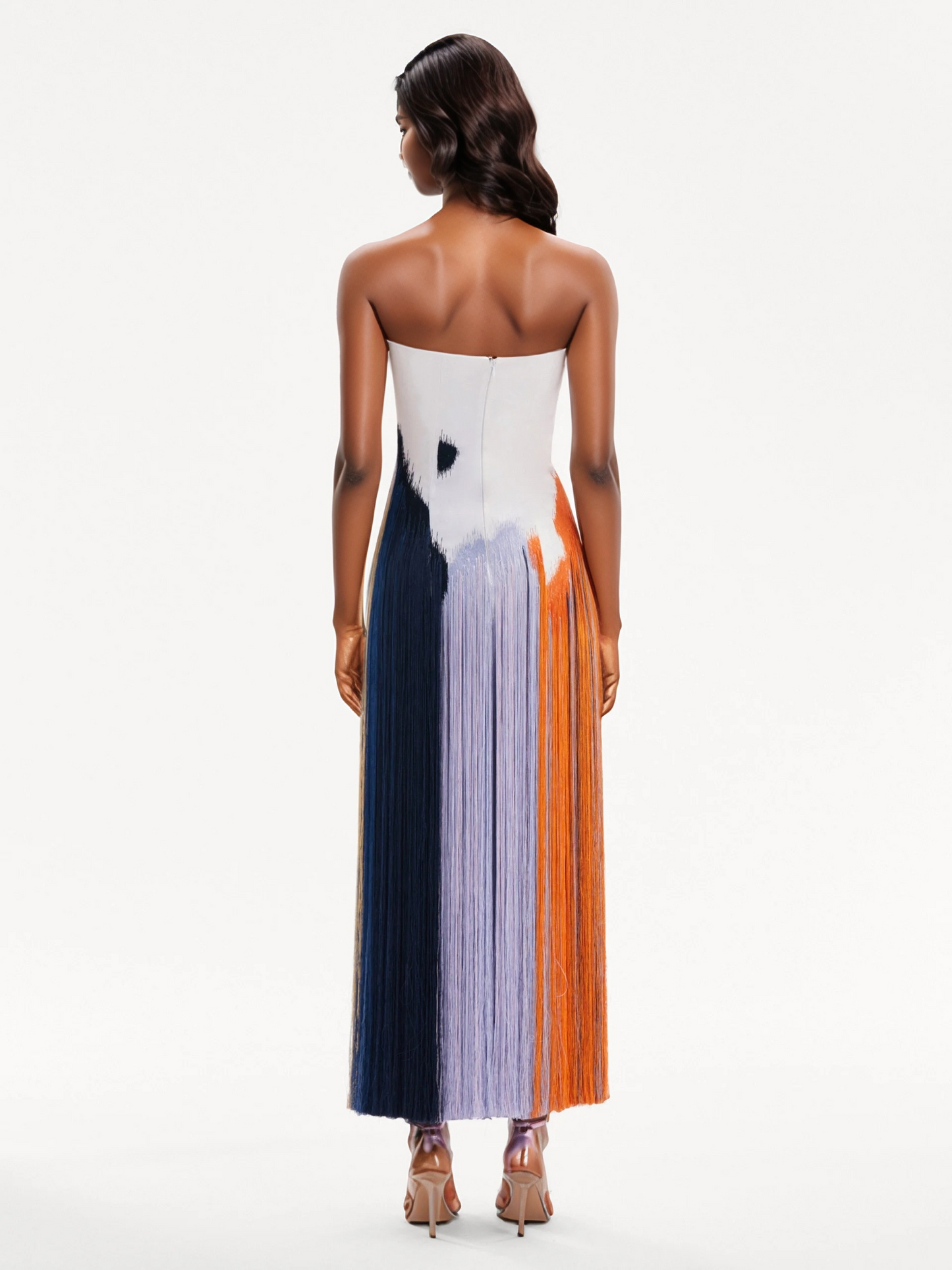 Abstract Brushstroke Fringe Cocktail Dress(✔️Free Shipping)