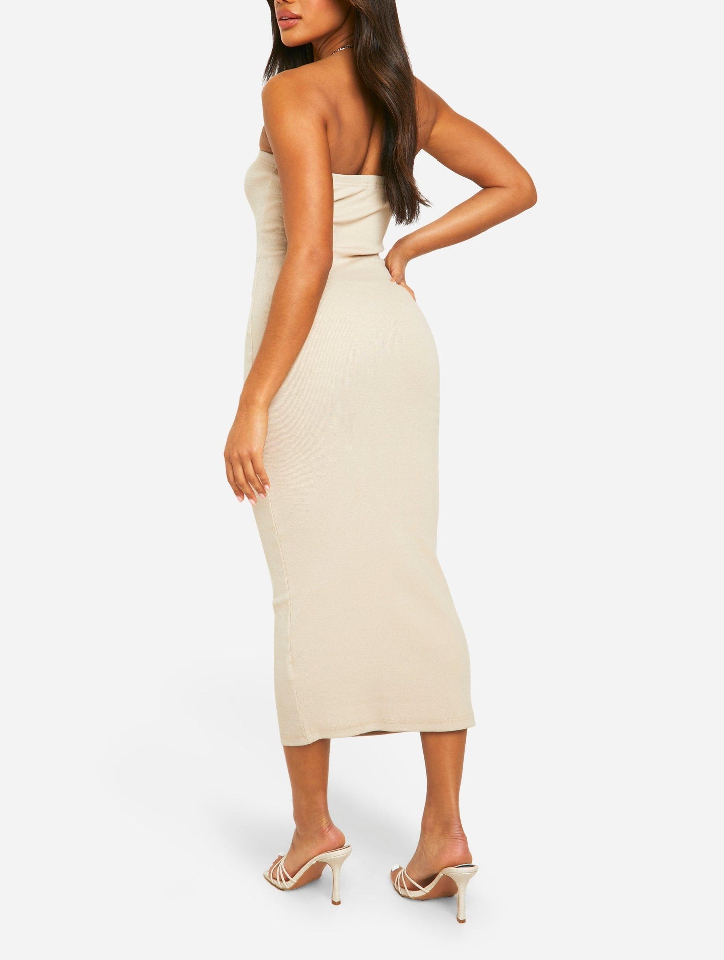 Basic Rib Bandeau Midi Dress