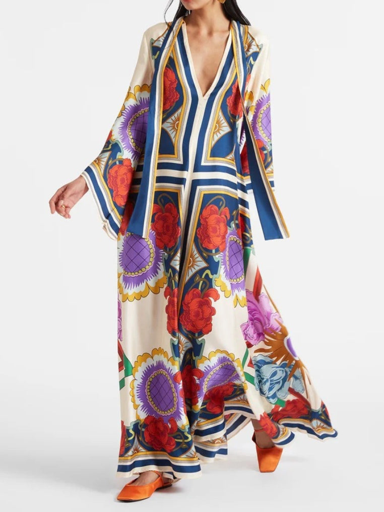 Gorgeous Printed Silk Twill Maxi Dress