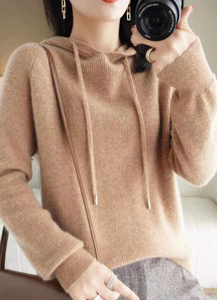 Loose Hooded Knitted Sweater