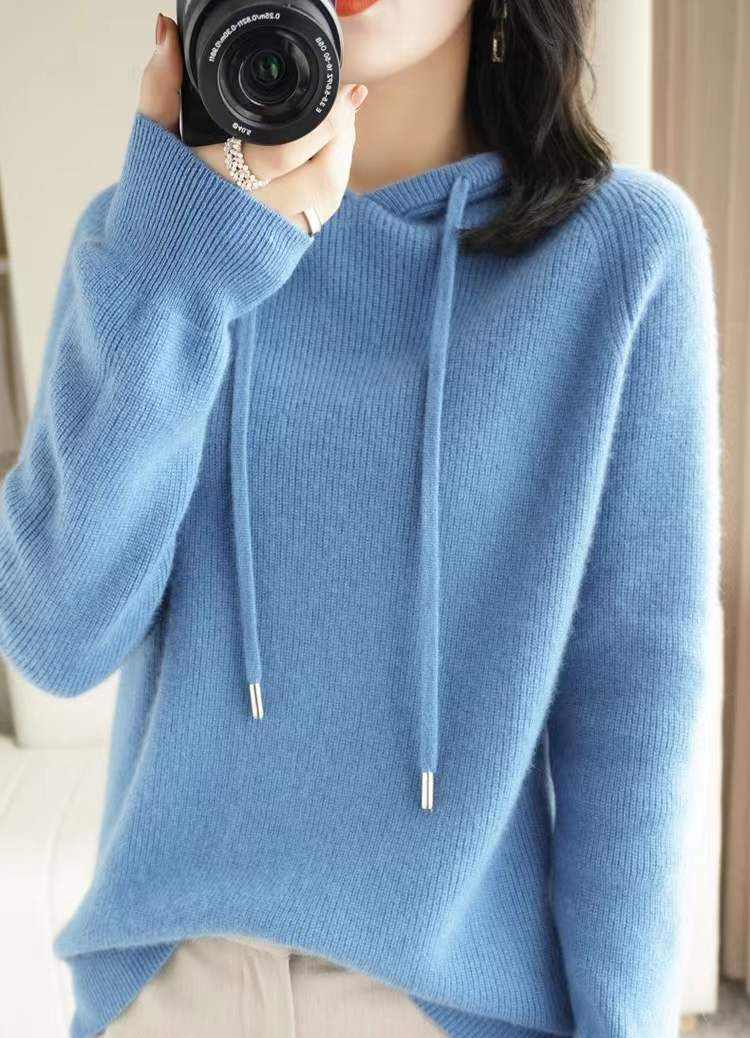 Loose Hooded Knitted Sweater