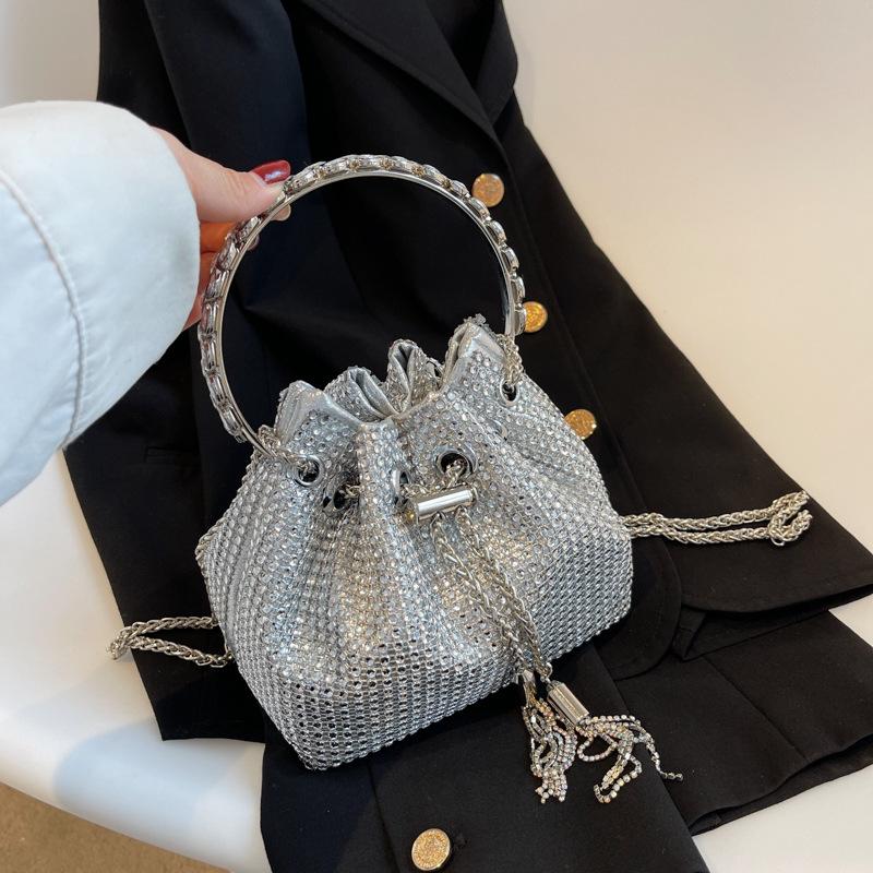 Shiny Bucket Bag With A Slant