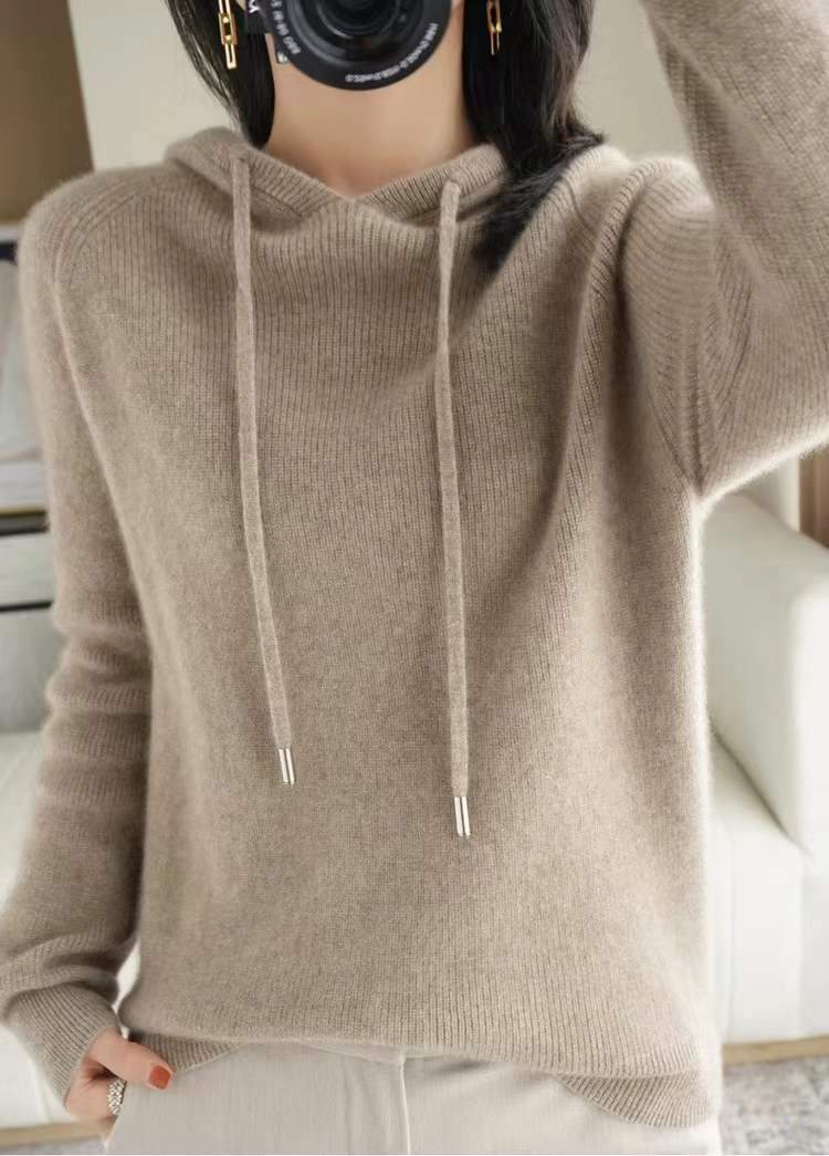 Loose Hooded Knitted Sweater